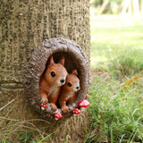 JARPSIRY Mom and Baby Squirrel Tree Hugger Outdoor Tree Faces Decor, Resin Squirrel Figurine Garden Statues Whimsical Tree Peeker Sculpture for Patio Lawn Yard Porch Wall Ornaments