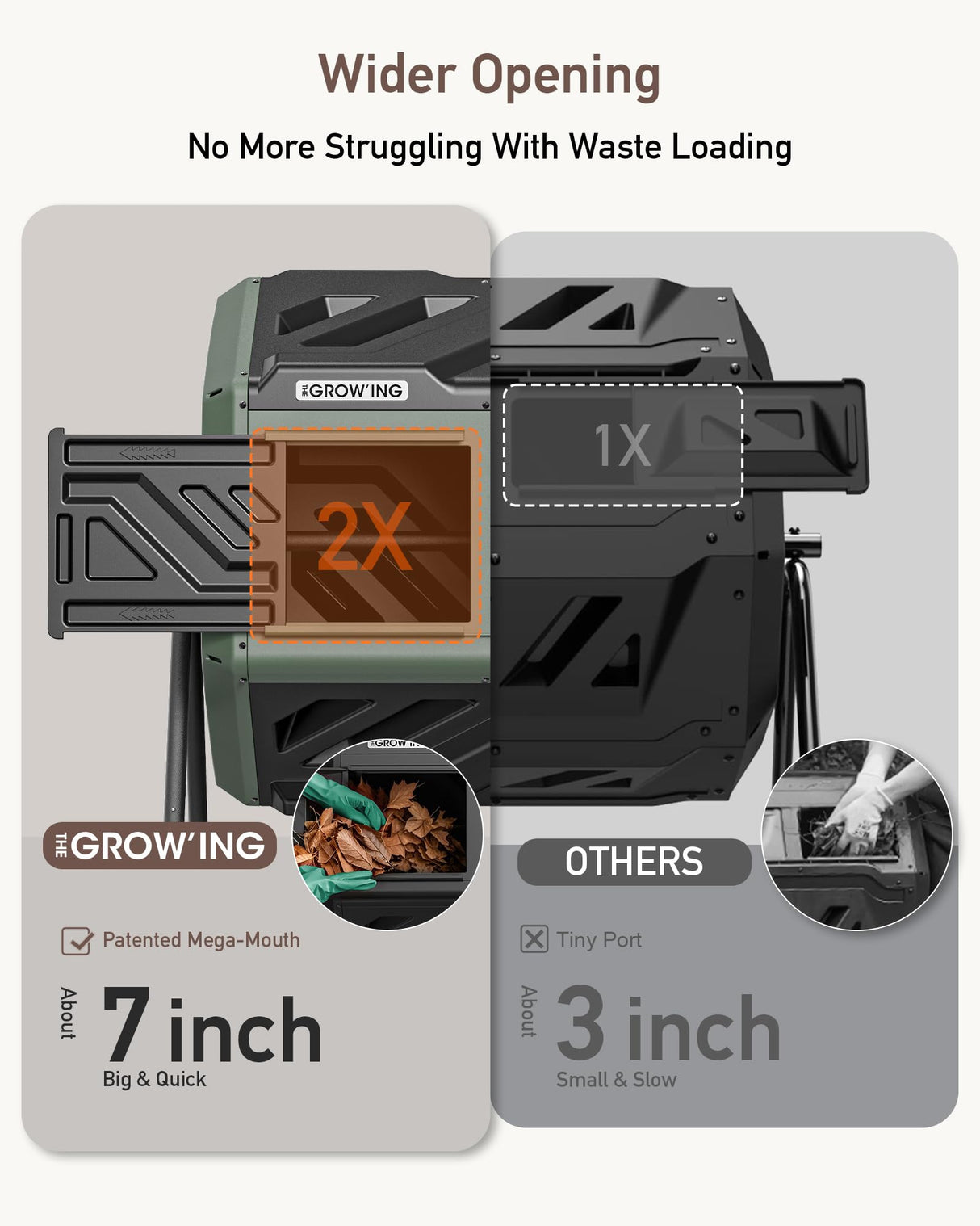 THE Growing 43 Gal Outdoor Compost Bin Tumbler for Backyard Garden, Green
