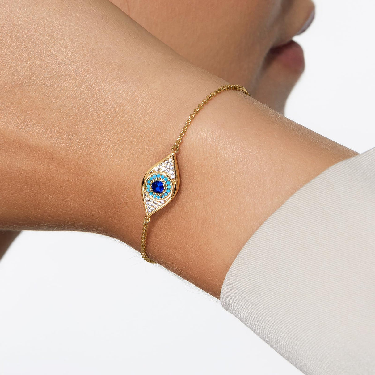 Cicy Bell Evil Eye Bracelets 18k Gold Plated Adjustable