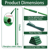 Garden Stakes 17Inch 20Pcs HOUNANG Adjustable Length Plant Support Stakes