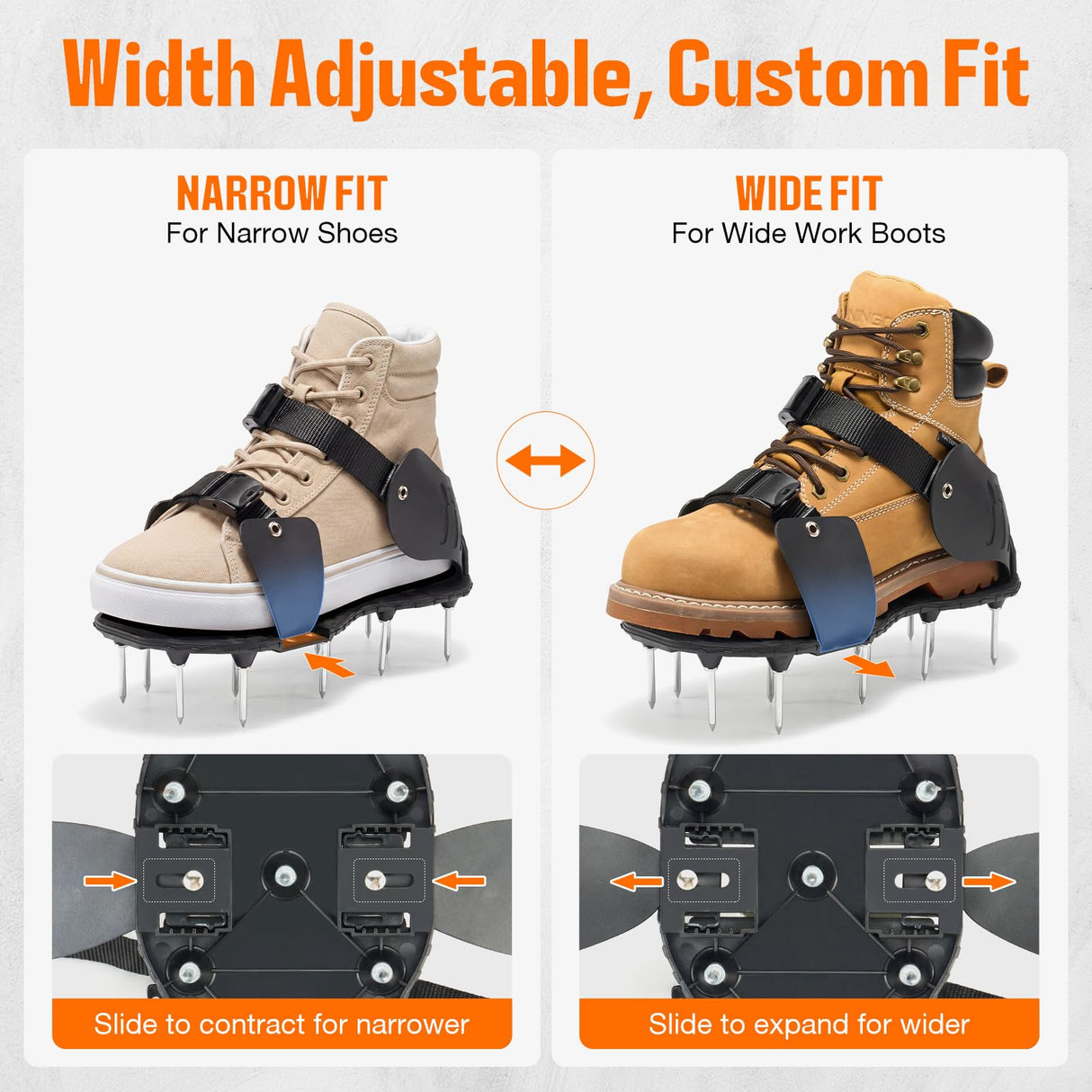 NINGO Pre-Assembled Lawn Aerator Shoes for Yard Grass, Aerator Lawn Tool with Heavy Duty Spikes for Effectively Aerating Lawn Soil, Air Aerator Tool with Adjustable Dual-Buckle for Men's Sizes 8-14
