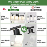 MOKATNG 4-Light Bathroom Light Fixtures, Vanity Light with Milky White Shades, Matte Black Bathroom Light Fixtures Over Mirror, Modern Bathroom Wall Lamp for Mirror Living Room Cabinet Bedroom