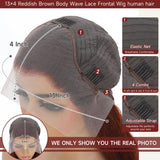 KEKEYY Reddish Brown Lace Front Wigs 28 Inch Pre-Plucked 200% Density Body Wave HD Lace Lace Frontal Wig with Baby Hair Glueless Wigs