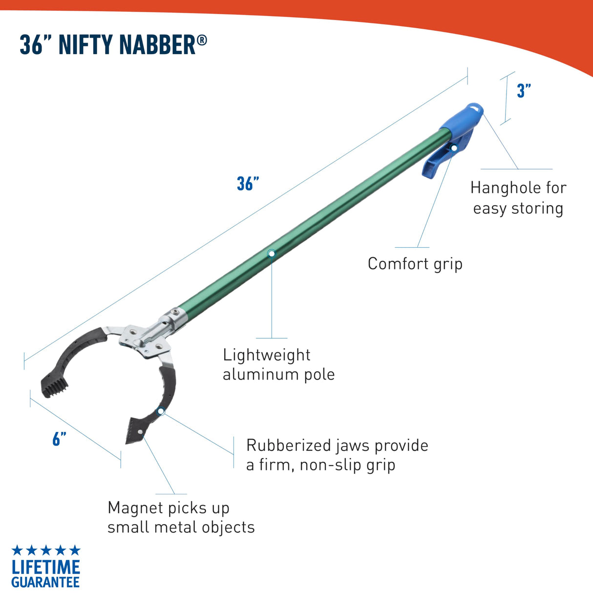 Unger Professional 36” Nifty Nabber, 2 Count – Reacher Grabber Tool & Trash Picker, Built-in Magnet & Ergonomic Grip, Grabber Reacher, Grabber Tool for Seniors, Claw Grabber Pickup Tool