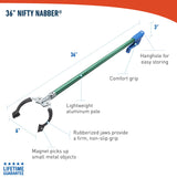 Unger Professional 36” Nifty Nabber, 2 Count – Reacher Grabber Tool & Trash Picker, Built-in Magnet & Ergonomic Grip, Grabber Reacher, Grabber Tool for Seniors, Claw Grabber Pickup Tool