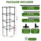 MQHUAYU 3 Pack Tomato Cages, Square Tomato Plant Stakes Support Cages Trellis for Garden Climbing Vegetables Flowers Fruits,Extra Bold,Black