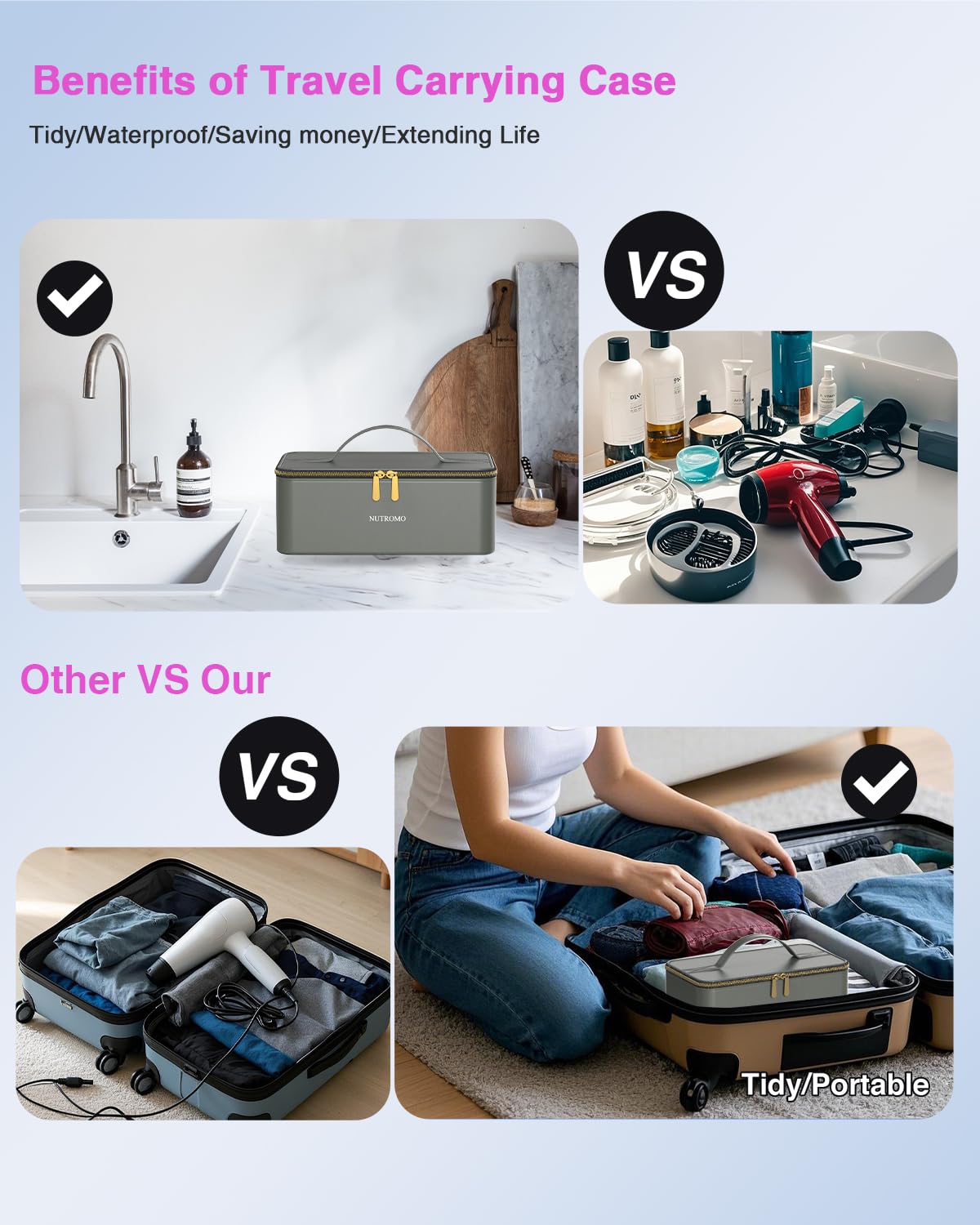 Hair Dryer with Carry Case, 160000 RPM Professional High-Speed Blow Dryer 200 Millions Negative Ionic Care Hair Dryer for Fast Drying, Low Noise Hairdryer, Travel with Magnetic Diffuser&Nozzle, Black