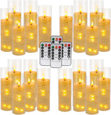 YOROXRG 24 Pack Christmas Decoration Flickering Flameless Candles,Battery Operated Candles,LED String Lights LED Candles for New Year, Home Decor, Parties,Wedding(D2.2 xH 5" 6" 7") (Ivory)