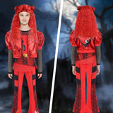 TAMOSKY Rise of Red Costume Girls Kids Halloween Christmas Cosplay Outfits with Red Cosplay Wig Includes Heart Shirt Jacket Pants Set Party Dress up for Kids 4-14Y