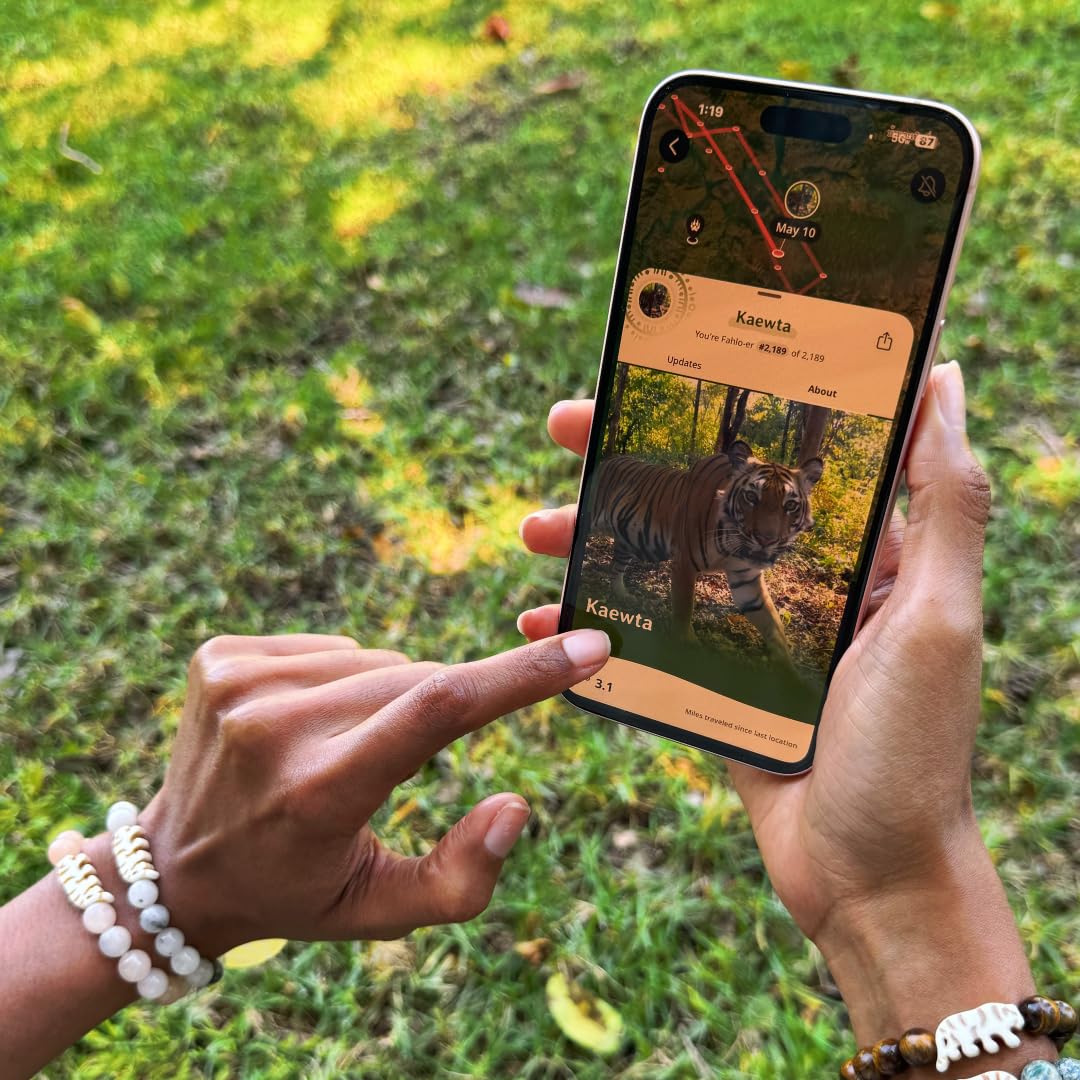 Fahlo Prowl Tiger Tracking Bracelet, Track a Real Tiger’s Journey, Supports Wildlife Conservation, Elastic One Size Fits Most, Interactive Mobile App Map, Unisex Animal Gift, Royal Purple