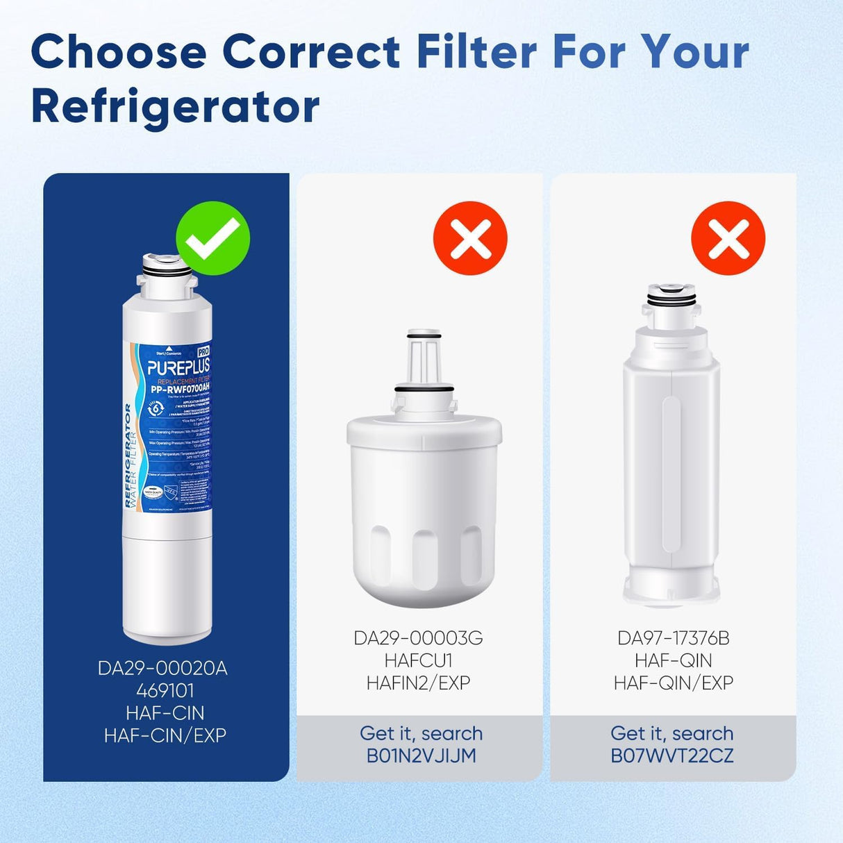 PUREPLUS DA29-00020B NSF/ANSI 53&42 Certified Replacement for SAMSUNG Fridge RF28HFEDTSR, RF263BEAESG, RF263BEAESR AA, HAF-CIN/EXP, RF28HMEDBSR/AA, RWF0700A Refrigerator Water Filter, 1PACK