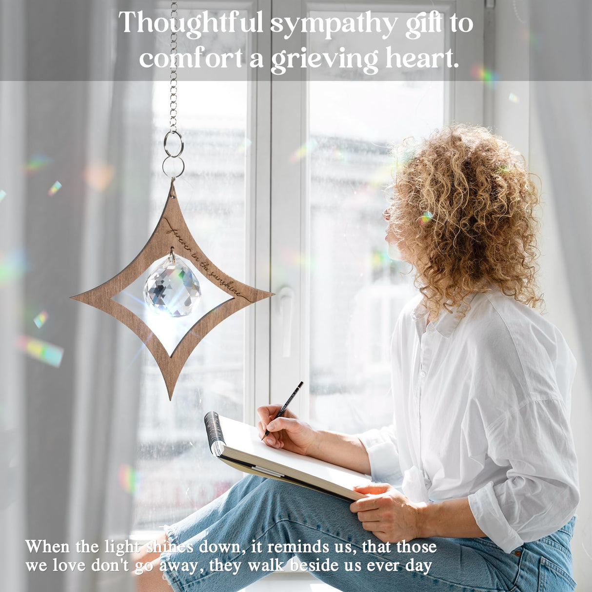 Sympathy Gifts for Loss of Loved One, Crystal Rainbow Maker Suncatcher | Memorial, Grief, Remembrance, Bereavement, Condolence Gift for Mom, Dad, Women, Men, Miscarriage, Funeral | Sorry for Your Loss