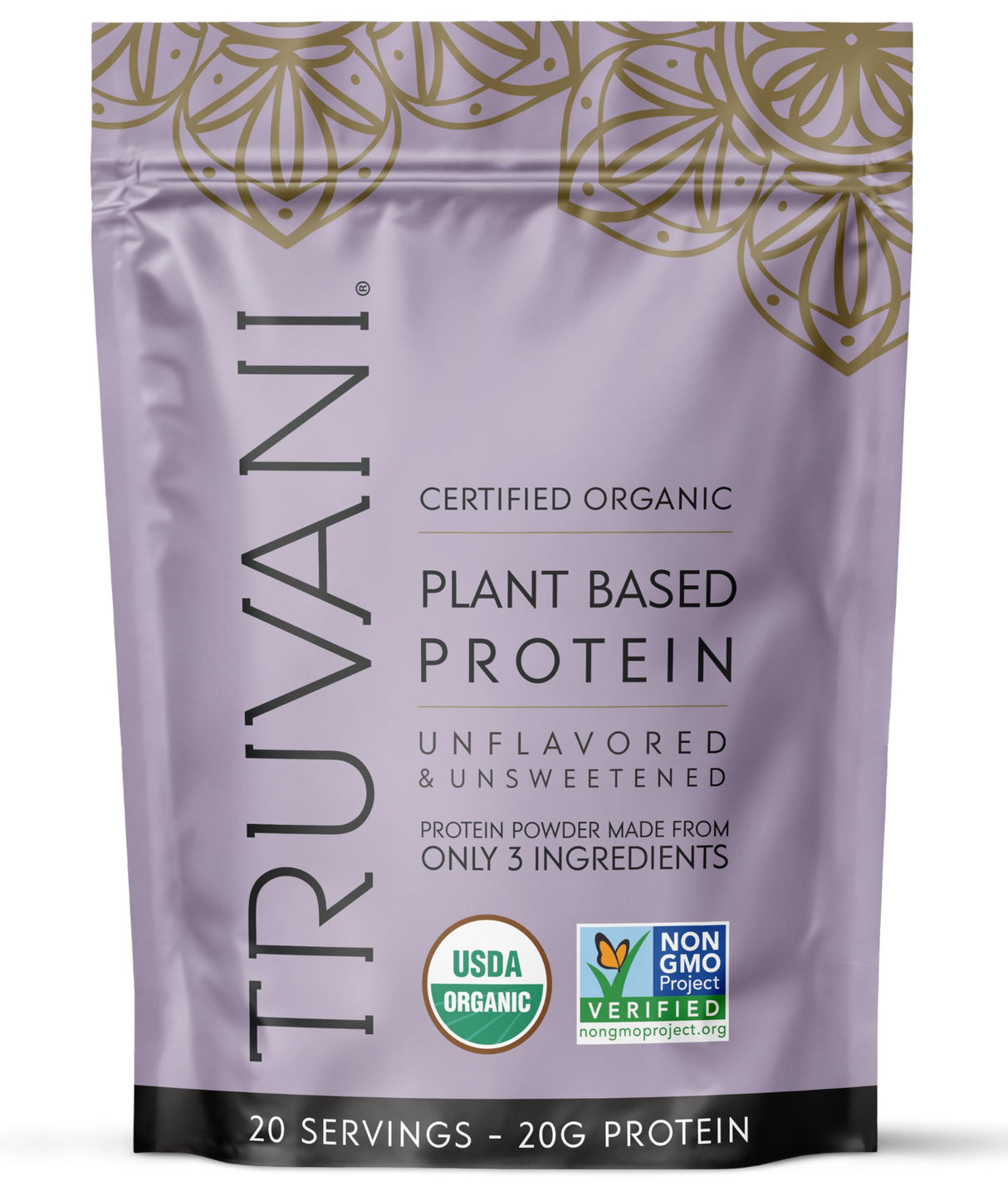 Truvani Vegan Pea Protein Powder | Unflavored | 20g Organic Plant Based Protein | 20 Servings | Keto | Gluten & Dairy Free | Low Carb | No Added Sugar