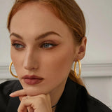 Gacimy Chunky Hoop Earrings for Women 14K Gold Plated, 925 Sterling Silver Post Hoops for Women, 50mm Yellow Color Big Earrings