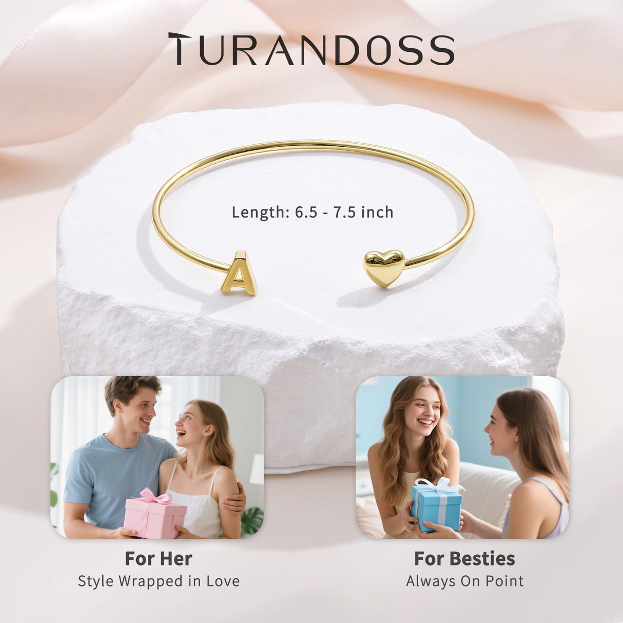 Turandoss Initial Letter M Bangle Bracelet for Teen Girls Gifts Trend Stuff