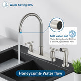 Cinwiny Kitchen Faucet, High Arc 360° Swivel Spout, 2-Handle 8 Inch Centerset Kitchen Sink Faucet with Side Sprayer, 3 or 4 Hole Kitchen Faucet for RV, Utility & Laundry Sink, Brushed Nickel