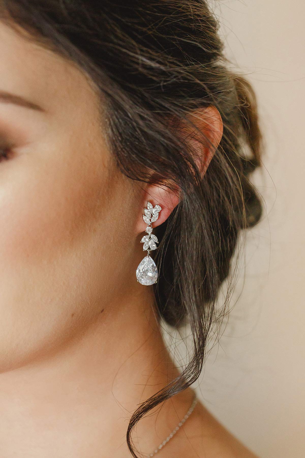 SWEETV Marquise Wedding Earrings for Brides, Bridesmaids