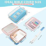 KOPKOFT Bible Cover Case for Women, Large Chenille Letter Leather Bible Case with Bible Study Accessories, Bible Study Supplies Bible Journaling Kit, Christmas Christian Gift for Women Girls (Blue)