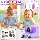 Kids Camera Instant Print, Christmas Birthday Gifts for Girls and Boys, 1080P HD Video Digital Kids Camera with 32G Card, Toddler Camera for 3-12 Years Old, Purple