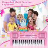 Kids Keyboard Piano, 37 Keys Keyboard Electric Digital Piano, Early Learning Educational Musical Toys Piano for Kids Toddlers Beginners with Music Stand, Microphone - Christmas Birthday Gifts, Pink