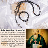 LGEPAH Rosary for Men, Black Lava Rock Beads with St. Benedict Bracelet