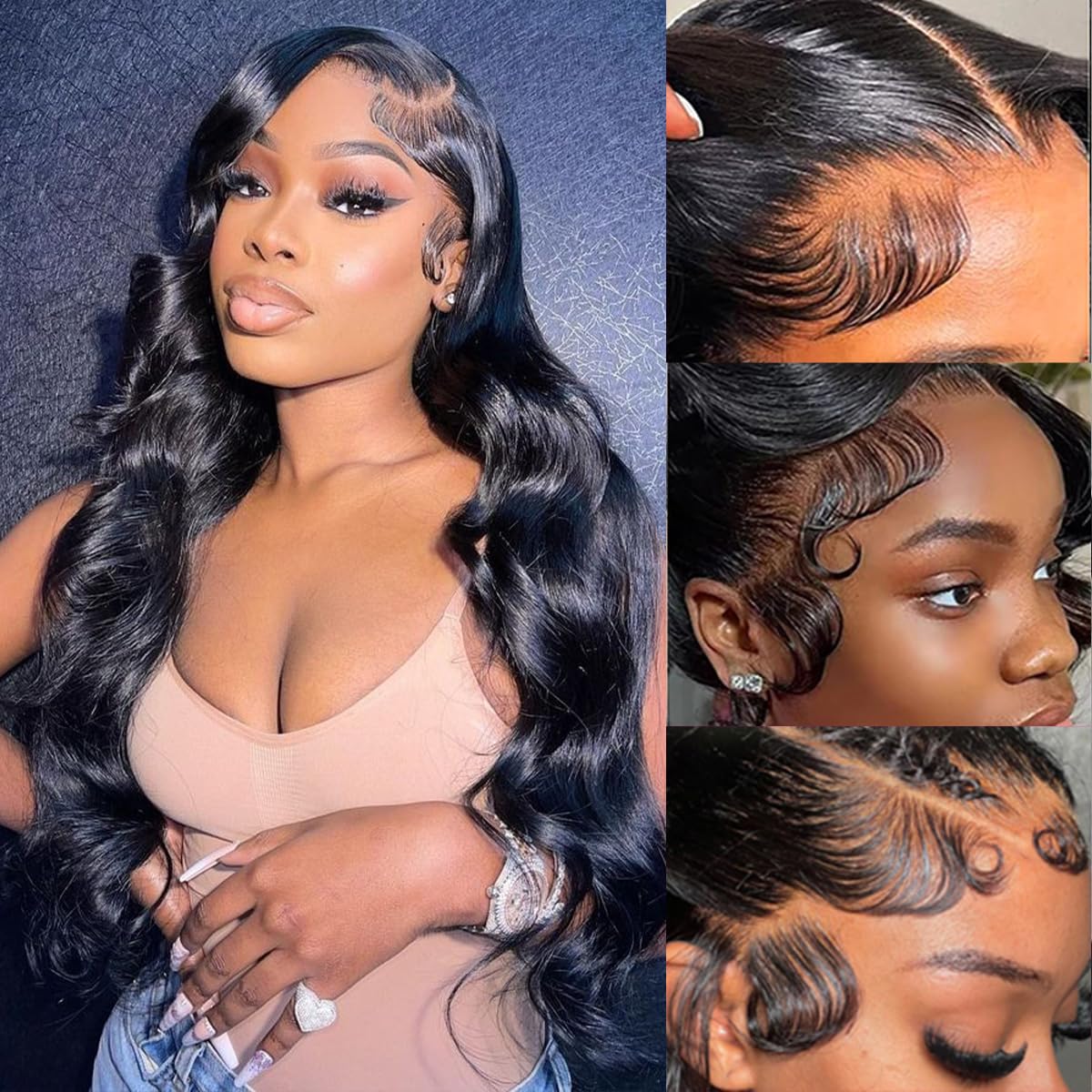 12A Human Hair Bundles with Frontal 16 18 20 with 14 Inch Brazilian Body Wave Bundles Human Hair with Frontal Closure 100% Unprocessed Virgin Human Hair Weave 3 Bundles Deals with 13x4 HD Lace Frontal
