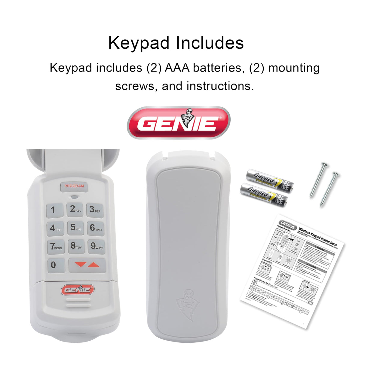 Genie Garage Door Opener Wireless Keyless Keypad - Safe & Secure Access - Compatible with All Genie Intellicode Garage Door Openers - Easy Entry into the Garage With a PIN - Model GK-R, White
