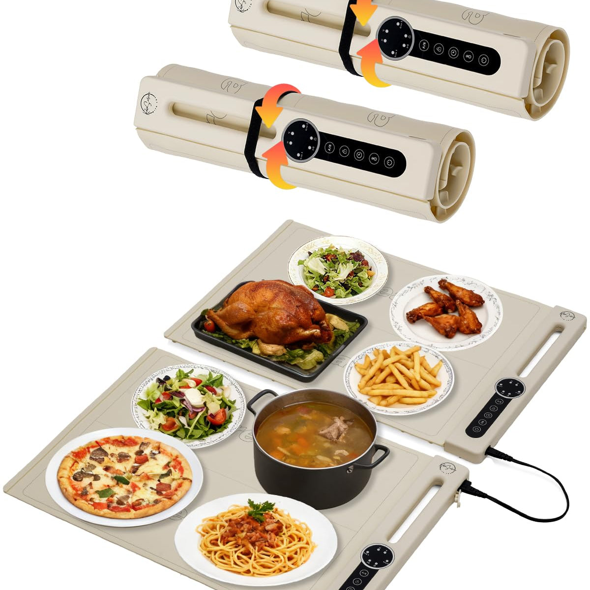 KokoSelene Food Warming Mat, Dual-Zone Heating Mat for Food with 7 Tem ...