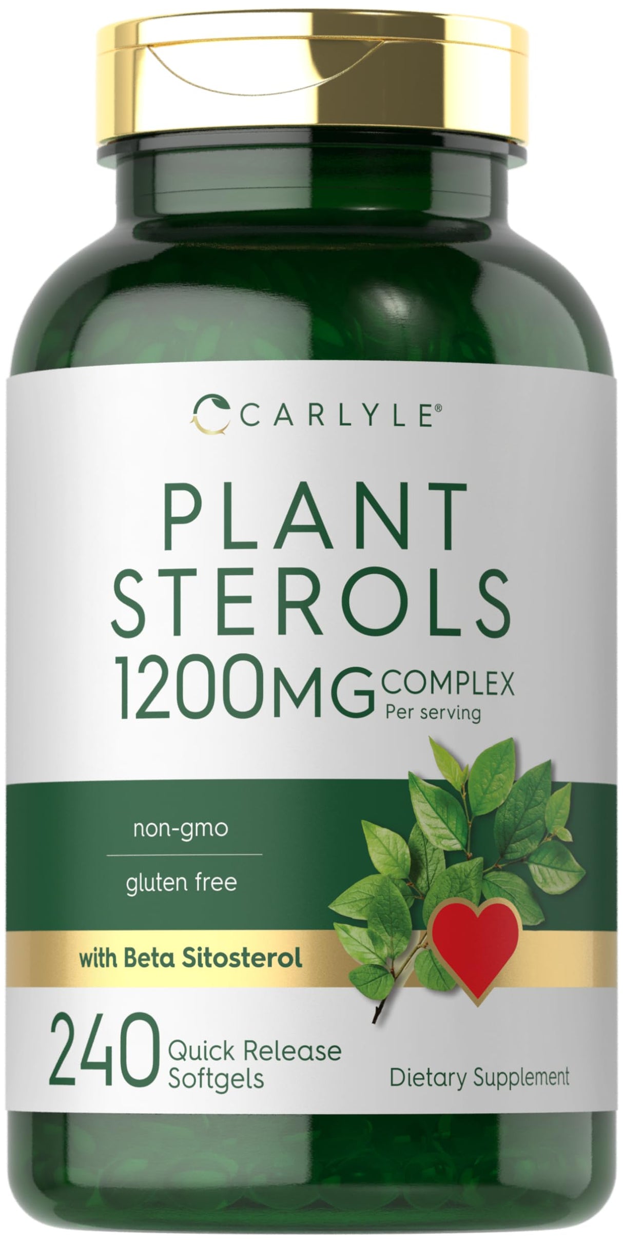 Carlyle Plant Sterols 1200 mg | 240 Ultra Potent Softgel Capsules | Non-GMO and Gluten Free Supplement | with Beta Sitosterol