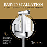 Purrfectzone Bidet Sprayer for Toilet, Handheld Sprayer Kit, Cloth Diaper Sprayer Set - Easy to Install - Stainless Steel