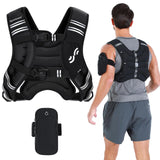 Weighted Vest for Men and Women: Sportneer 20lbs Weight Vest with Reflective Stripe Running Vest with Pocket for Workout Strength Training Fitness Muscle Building Weight Loss Weightlifting Black