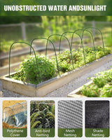 6 Sets Garden Hoops with 10x30 Ft Netting for Raised Beds, 18 Clips