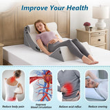 Longering 6PCS Orthopedic Bed Wedge Pillow Set for Sleeping - Post Surgery Pillow Set for Body Back and Leg Pain Relief - Adjustable Pillows for Snoring & Heartburn & Acid Reflux (White Grey)
