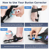 HUQKIYA Bunion Corrector for Women & Men, Orthopedic Bunion Splint with Toe Separator Adjustable Toe Straightener Suitable for Left/Right Feet Hallux Valgus Relief(Black 2Pcs)