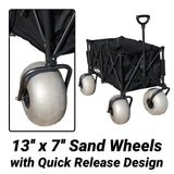 WONDERCAMEL Beach Wagon with 13'' Balloon Wheel, 260L Large Capacity, Compact Folding Design, Collapsible Cart with Big Wheels for Sand, Pump Included