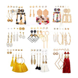 JMScape 53 Pairs Earrings Set for Women, Fashion Acrylic Tassel Gold Hoop Earrings Multipack Statement Pearl Earring Stud Pack, Hypoallergenic Drop Dangle Earrings for Valentine's Day Gift