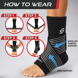 Sleeve Stars Ankle Brace for Women & Men, Ankle Wrap for Sprained Ankle, Compression Sleeve for Plantar Fasciitis Relief, Easy Customizable Support: w/Removable Strap (Single/S:9"-10"/Black)