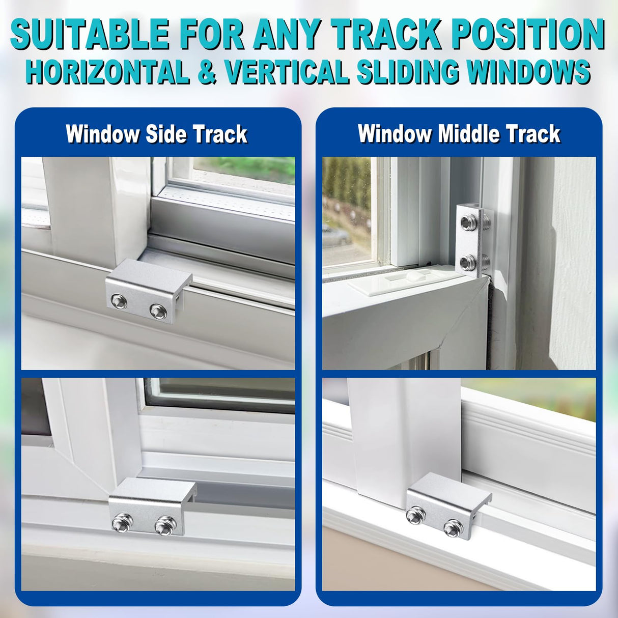 Sliding Window Locks (6 Sets), Security Window Locks with Keys, Adjustable Aluminum Sliding Window Stops, Easy Installation Without Drilling, for Vertical and Horizontal Sliding Windows (Silver)