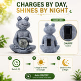 Fashionoda Solar Meditating Yoga Frog Statue 6.8L x 9.65H