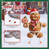12 Pcs Christmas Gingerbread Man Yard Signs with Stakes - Xmas Gingerbread Yard Stakes Lawn Signs for Christmas Holiday Pathway Garden Patio Party Favors