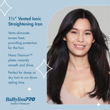 BaBylissPRO Nano Titanium Ionic Flat Iron Hair Straightener, 1 1/2" Hair Straightener Iron for Smooth, Shiny, Frizz- Free Hair and All Hair Types