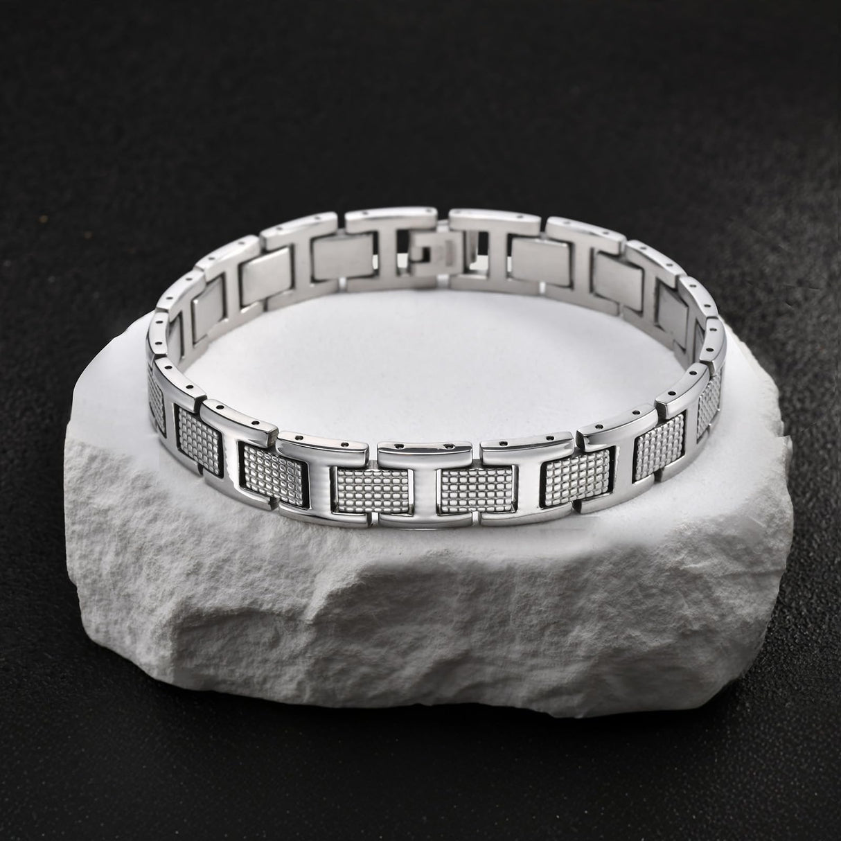 VNOX Mens Silver Bracelet Inoxidable Metal Stainless Steel Link Chain Bracelets Elegant Jewelry Gifts for Men Dad Husband,Adjustable