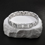 VNOX Mens Silver Bracelet Inoxidable Metal Stainless Steel Link Chain Bracelets Elegant Jewelry Gifts for Men Dad Husband,Adjustable