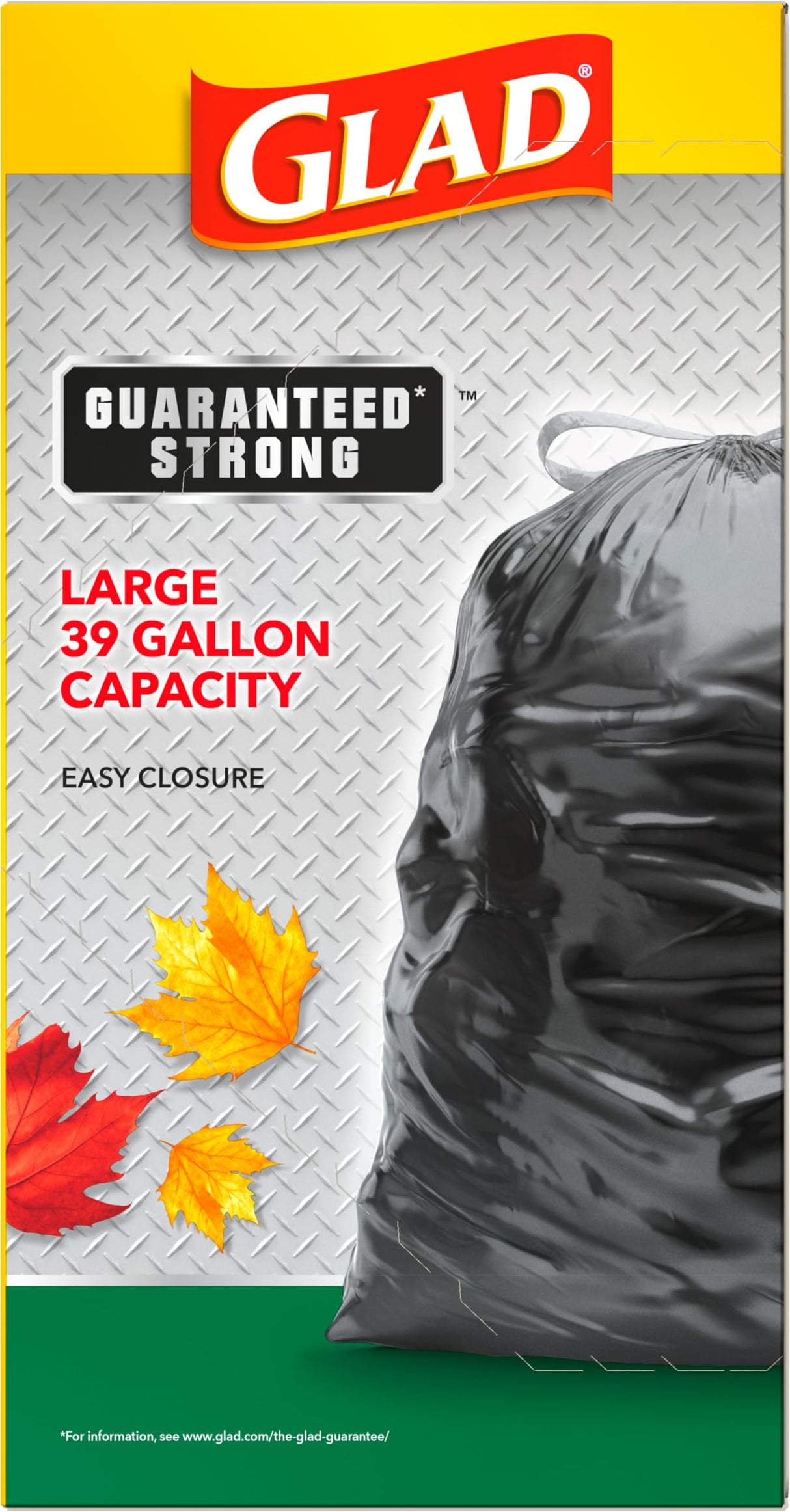 Glad Extra Large Drawstring Lawn and Leaf Bags, 39 Gallon, 30 Count