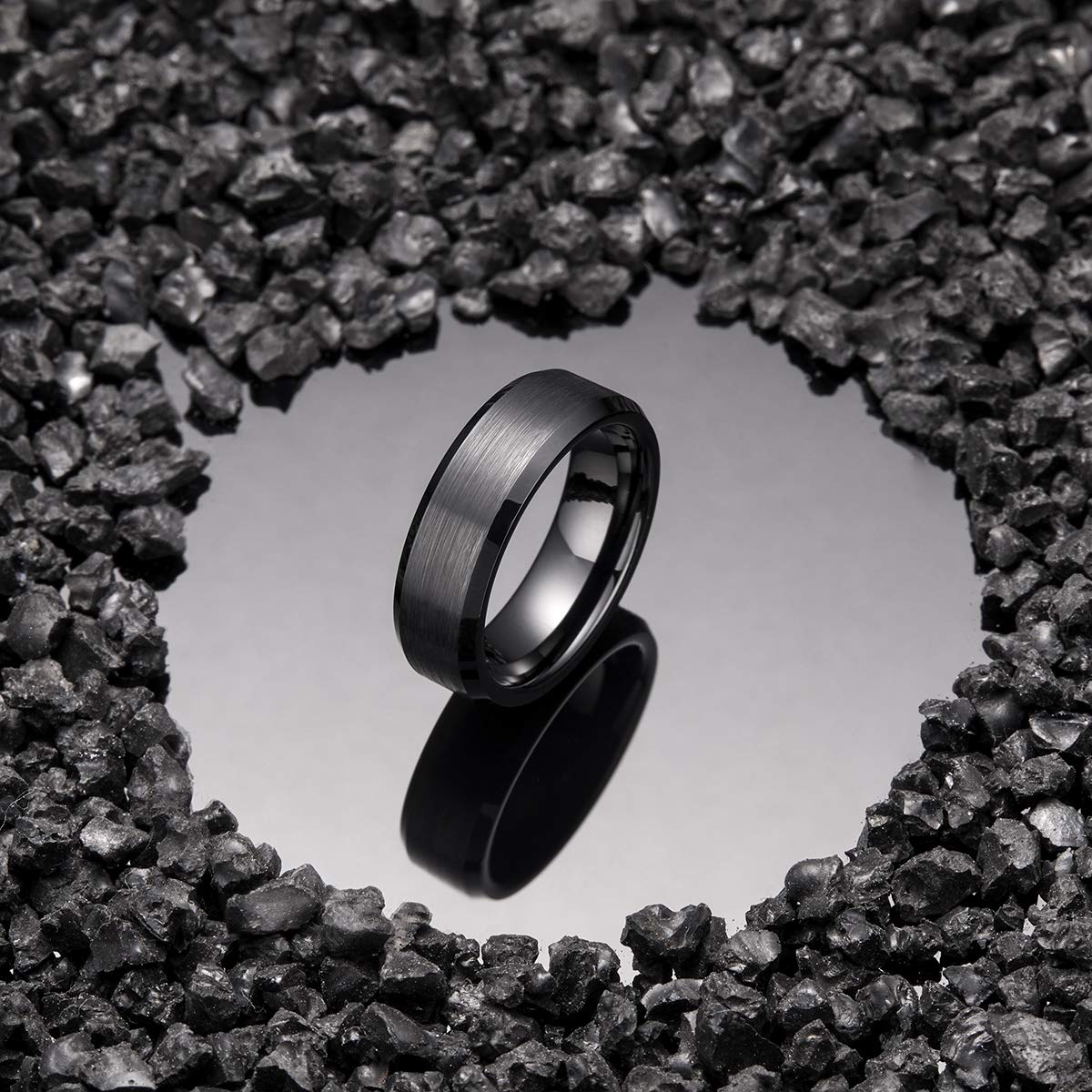 Black Men Tungsten Wedding Band 7mm Size 9