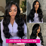 ANNELBEL 250% Density 30 Inch 13x6 Lace Front Wigs Human Hair Body Wave HD Transparent Lace Frontal Human Hair Wigs 12A Grade Glueless Wigs Human Hair for Women Natural Black
