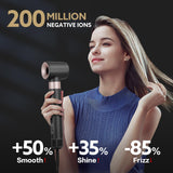 Hair Dryer Brush Hot Air Styler| 4 in 1 Professional Blow Dryers Hair Styling Tool Set with 1 1/4 Inch Auto Air Curling Wand Hair Curler, Negative Ionic for Fast Drying Curling Volumizing (Black)