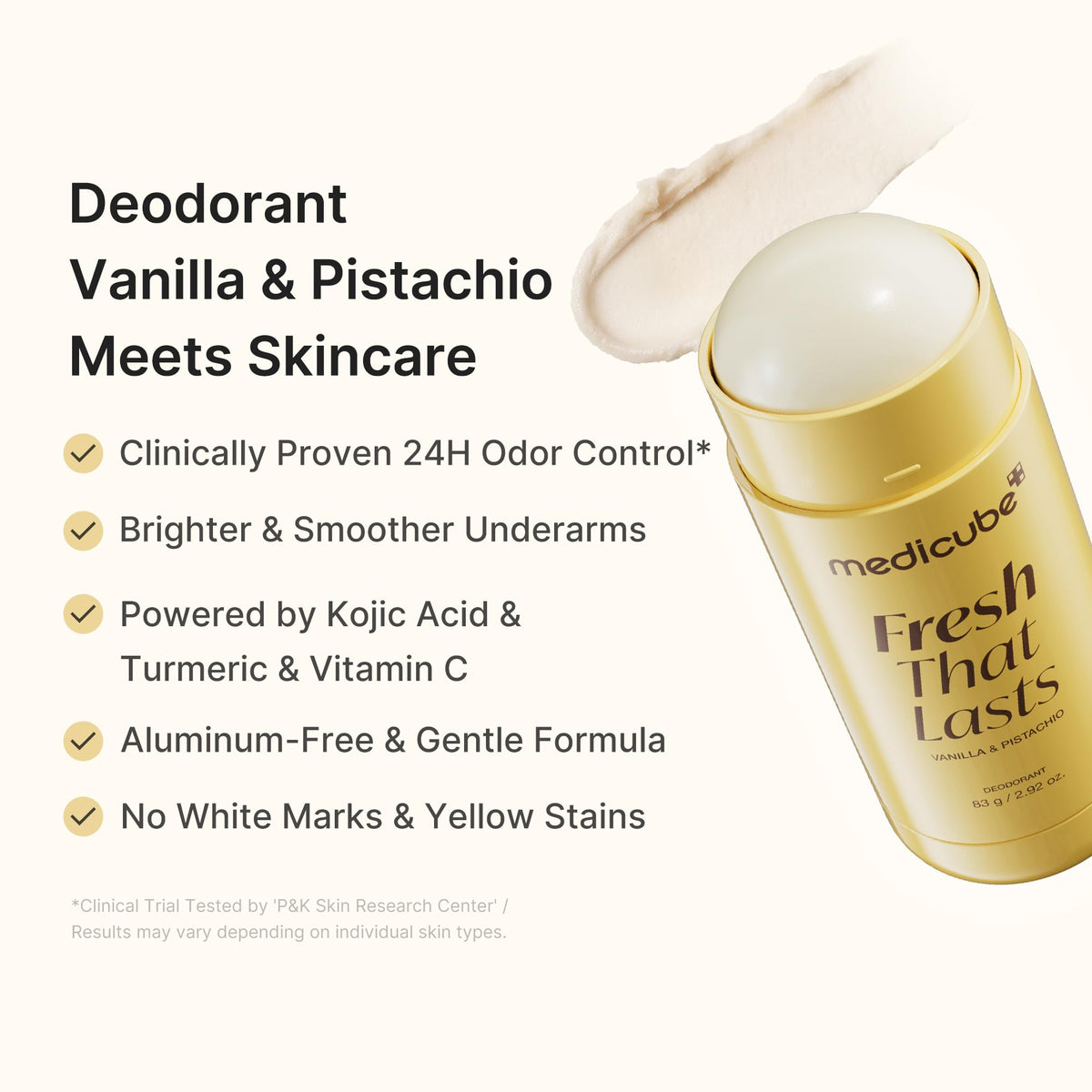 medicube Deodorant with Kojic Acid Turmeric, Sweet Vanilla Scent, 2.92 oz