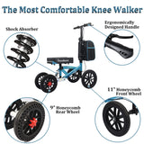 BlessReach Knee Scooter, All Terrain Foldable Knee Scooter Walker, Disc Brake Knee Walker for Foot Injuries Compact Crutches Alternative