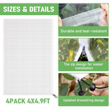 YUYIUS Fruit Tree Netting, Plant Mesh Netting for Garden Protection, Blueberry Bush Insect Netting Cover as Garden Pest Barrier from Cicadas, Bug, Bird (3.3x4.9 FT, 4Pcs, with Drawstring Design)